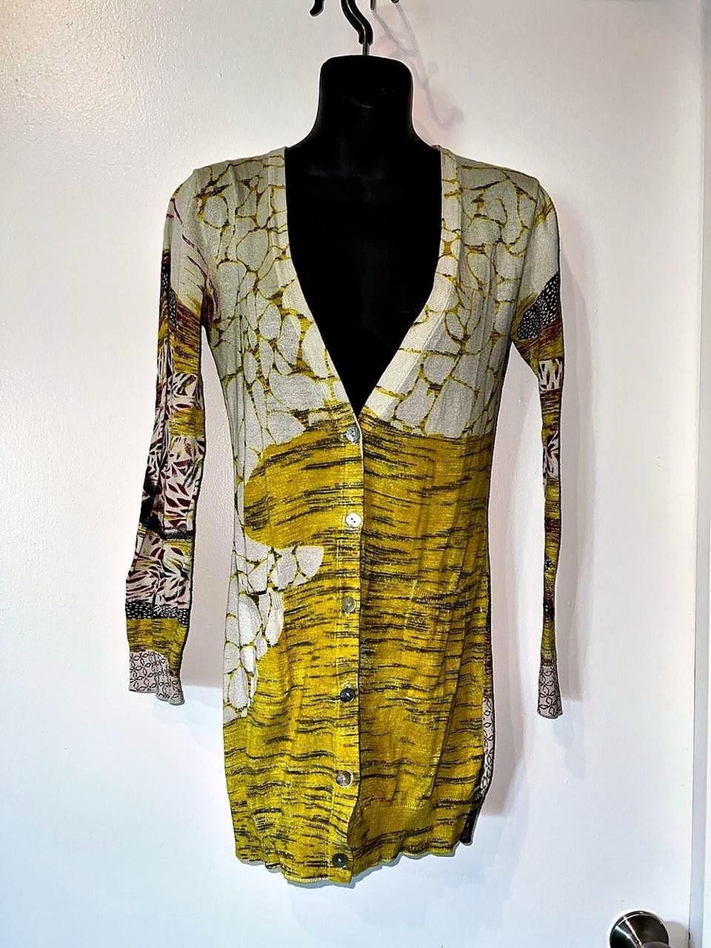 Chelsea & Violet Patterned Long Sleeve V-Neck cotton Cardigan